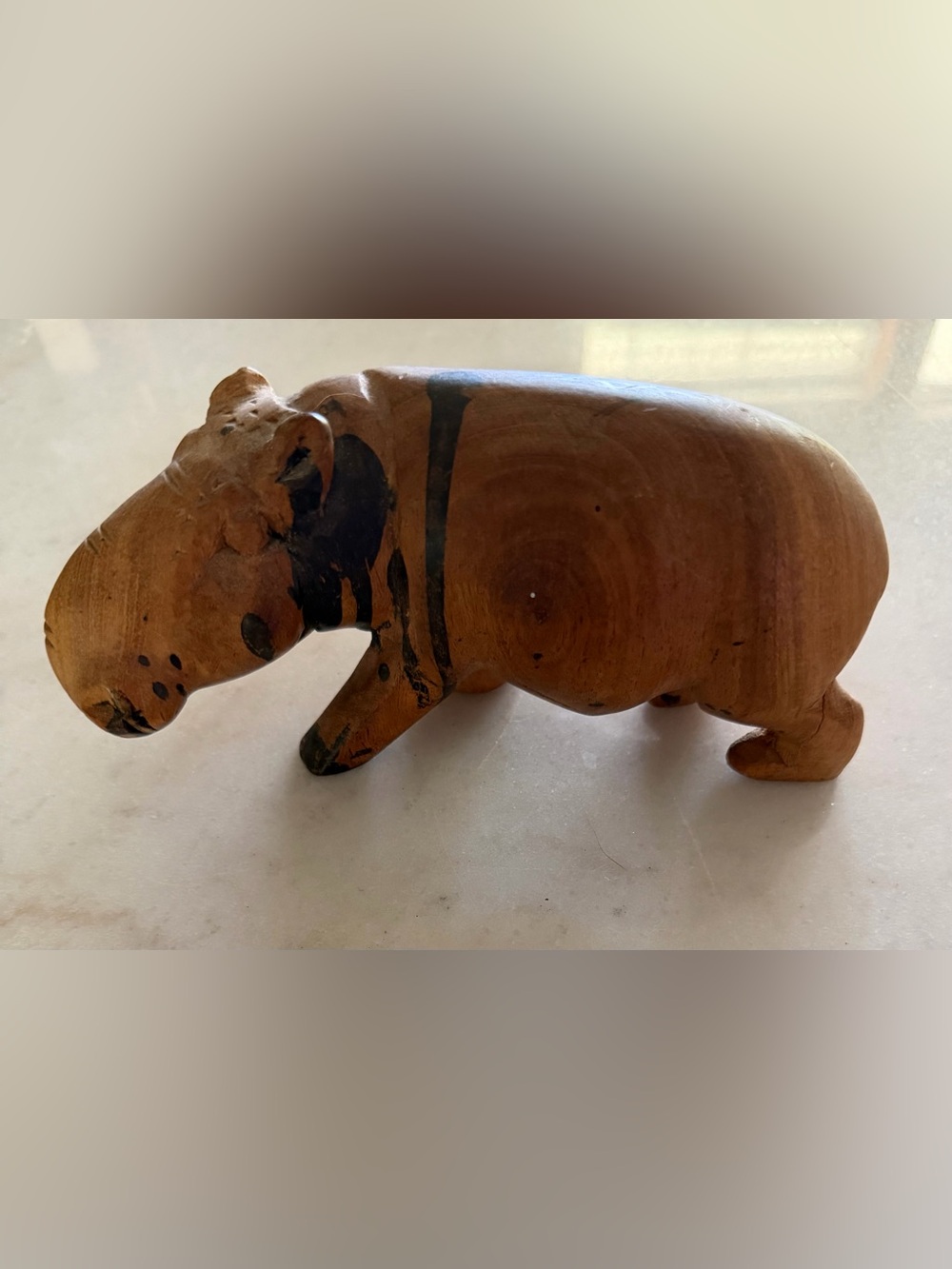 Solid Ebony Wood Hand Carved Hippopotamus Sculpture “House Hippo”